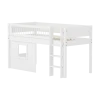 FLEXA WHITE Halvhøj seng 120 cm med stige, crossbar sengehest og træhytte-sengefronter 90x200 cm - Hvid