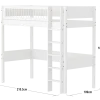 FLEXA WHITE Højseng 184 cm med stige og crossbar sengehest 90x200 cm- Hvid