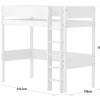 FLEXA WHITE Højseng 184 cm med stige og grooves sengehest 90x200 cm- Hvid