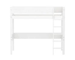 FLEXA WHITE Højseng 184 cm med stige og grooves sengehest 90x200 cm- Hvid