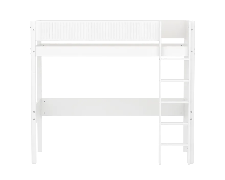 FLEXA WHITE Højseng 184 cm med stige og grooves sengehest 90x200 cm- Hvid