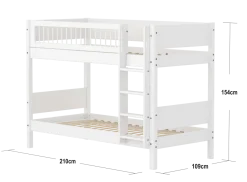 FLEXA WHITE Køjeseng 154 cm med stige og crossbar sengehest 90x200 cm- Hvid