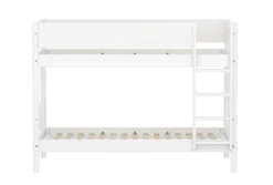 FLEXA WHITE Køjeseng 154 cm med stige og grooves sengehest 90x200 cm- Hvid