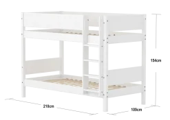 FLEXA WHITE Køjeseng 154 cm med stige og grooves sengehest 90x200 cm- Hvid