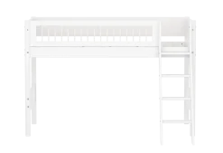 FLEXA WHITE Mellemhøj seng 143 cm med skrå stige og crossbar sengehest 90x200 cm- Hvid