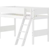 FLEXA WHITE Mellemhøj seng 143 cm med skrå stige og grooves sengehest 90x200 cm- Hvid