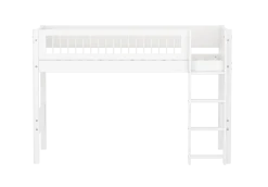 FLEXA WHITE Mellemhøj seng 143 cm med stige og crossbar sengehest 90x200 cm- Hvid