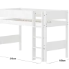FLEXA WHITE Mellemhøj seng 143 cm med stige og grooves sengehest 90x200 cm- Hvid