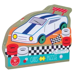Floss & Rock - Puslespil m. formet motiv & æske 40 brikker - Cars "Racing Car"