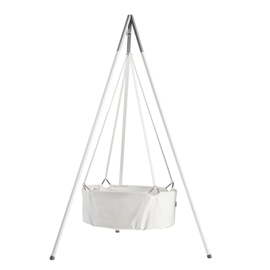 Leander Classic Vugge m madras og Stativ - Hvid
