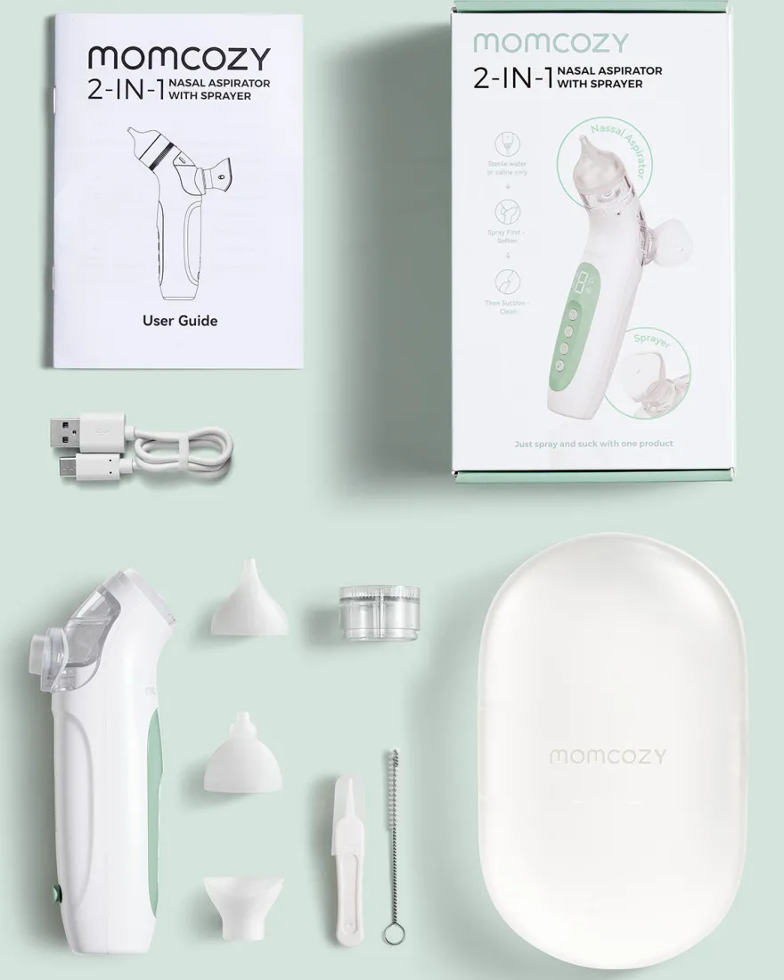 Momcozy BreezyClear™ 2-i-1 elektrisk næsesuger med spray og sug
