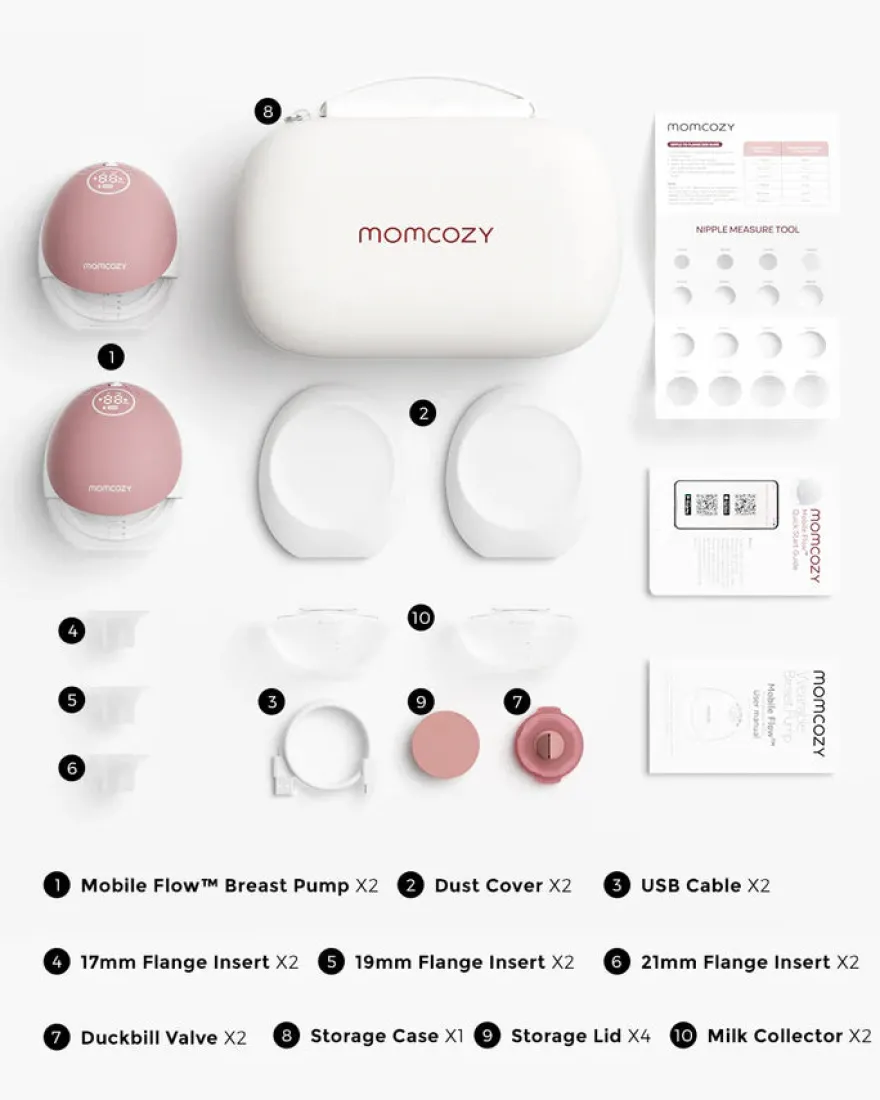 Momcozy M9 dobbelt bærbar brystpumpe – rød