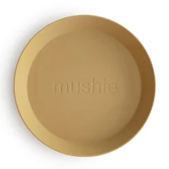 Mushie Rund Tallerken Mustard 2pcs
