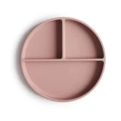 Mushie Skridsikker Silikone Tallerken Tredelt Blush