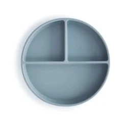 Mushie Skridsikker Silikone Tallerken Tredelt Powder Blue