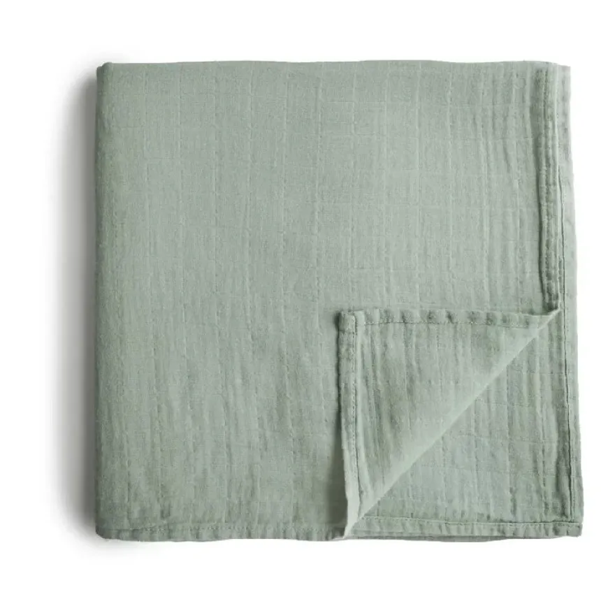 Mushie Swaddle Sage