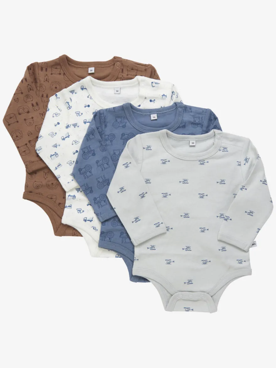 Pippi Langærmet Body 4 stk - Blue Mirage