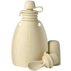 Smoothie flaske m/ske og beskyttelseskappe - Beige