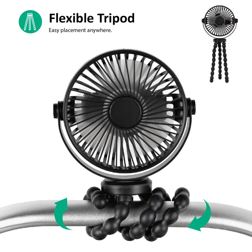 Titaniumbaby Ventilator t/klap- & barnevogn genopladelig - sort