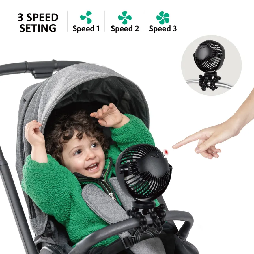 Titaniumbaby Ventilator t/klap- & barnevogn genopladelig - sort